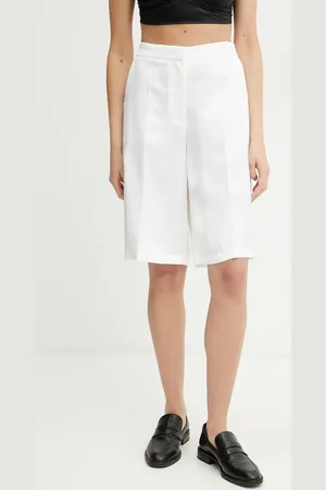HUGO BOSS Šortky s příměsí lnu barva, high waist, 50537403
