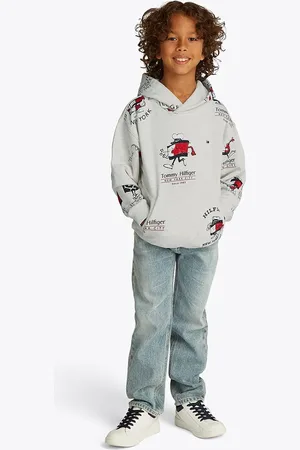 Tommy Hilfiger Dětská mikina barva, s kapucí, vzorovaná, KB0KB09658