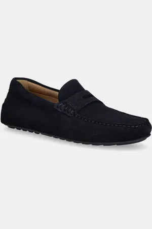 HUGO BOSS Semišové mokasíny Noel pánské, tmavomodrá barva, 50541750
