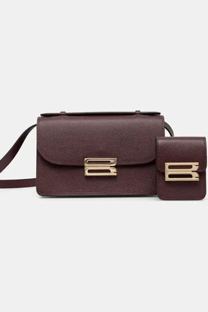 Victoria Beckham Kožená kabelka vínová barva, B225AAC006523A