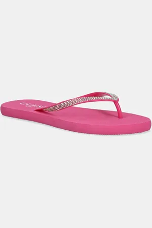 Guess Žabky FLIP FLOP RHINESTONE dámské, barva, na plochém podpatku, E5GZ05 BB00F