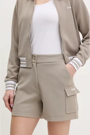 Guess Kraťasy AMARYLLIS dámské, modrá barva, hladké, high waist, V5GD17 KCYF2