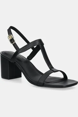Tommy Hilfiger Kožené sandály LEATHER BLOCK HEEL SANDAL barva, FW0FW08532