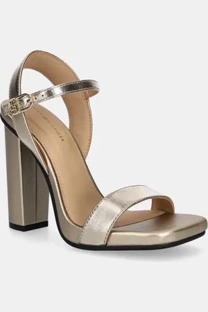 Tommy Hilfiger Kožené sandály HIGH HEEL GOLDEN LEATHER SANDAL barva, FW0FW08674