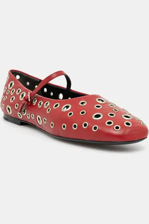 Tory Burch Kožené baleríny Eyelet Mary Jane Ballet vínová barva, 162679-960