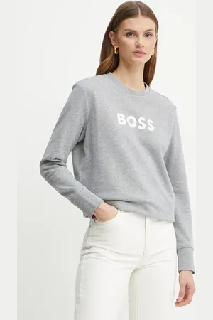 HUGO BOSS Bavlněná mikina dámská, barva, s potiskem