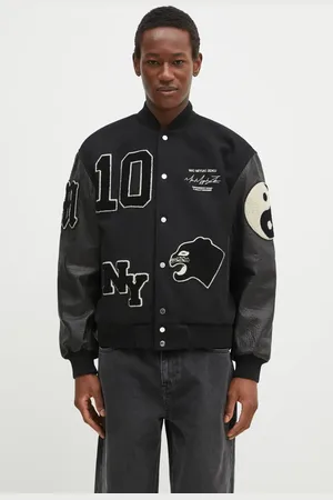 Mki Miyuki-Zoku Vlněná bomber bunda Patch Varsity barva, přechodná, PATCH.VARSITY.BLACK