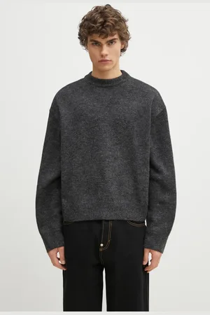 Mki Miyuki-Zoku Svetr z vlněné směsi Mohair Blend Knit Crew pánský, barva, hřejivý, MOHAIR.BLEND.KNIT.CR.BL