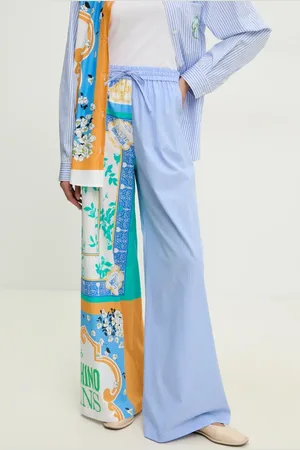 Moschino Bavlněné kalhoty dámské, barva, široké, high waist, 0332 3725
