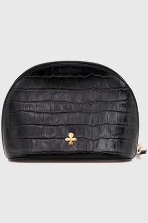 LILOU Kožená kosmetická taška barva, POUCH/BLACRO/PO