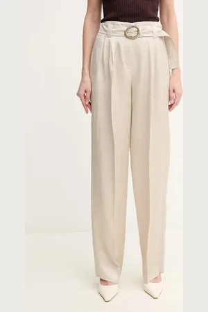 MARELLA Kalhoty s příměsí lnu FATTO barva, střih chinos, high waist, 2513131124200