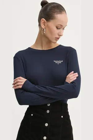 Tommy Hilfiger Bavlněné tričko s dlouhým rukávem tmavomodrá barva, DW0DW18793