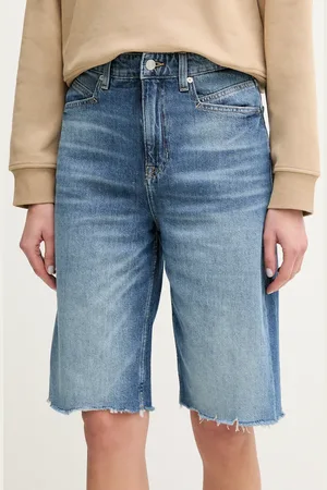 HUGO BOSS Džínové šortky dámské, barva, hladké, high waist, 50534213