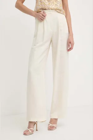 Patrizia Pepe Kalhoty s příměsí lnu barva, high waist, 2P1609 A052