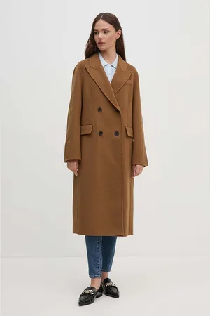 Tommy Hilfiger Vlněný kabát barva, přechodný, dvouřadový, WW0WW42621