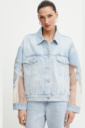 Pinko Džínová bunda barva, přechodná, oversize, 104697 A2F5