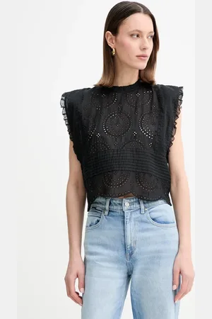 HUGO BOSS Bavlněná halenka dámská, barva, s aplikací, 50538349