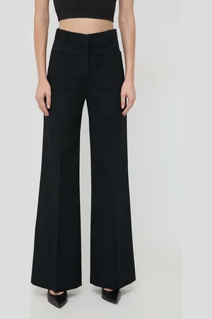Victoria Beckham Kalhoty s příměsí vlny barva, široké, high waist, 1124WTR005115A