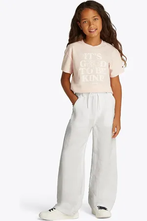 Tommy Hilfiger Dětské plátěné kalhoty barva, KG0KG08425