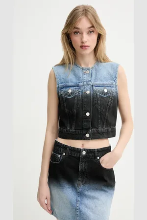 Moschino Džínová vesta barva, jednořadá, 1002 3719