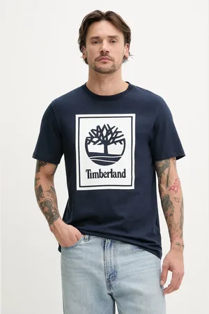Timberland Bavlněné tričko tmavomodrá barva, s potiskem, TB0A5WQQ4331