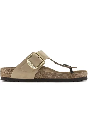 Birkenstock Nubukové žabky Gizeh Big Buckle barva, na plochém podpatku, 1024007