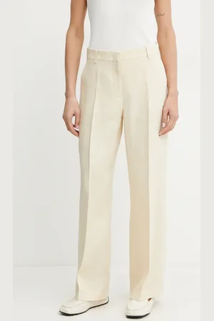 Max Mara Lněné kalhoty dámské, barva, široké, high waist, 2515131052600