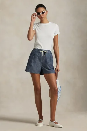 Ralph Lauren Bavlněné šortky dámské, barva, hladké, high waist, 211965035