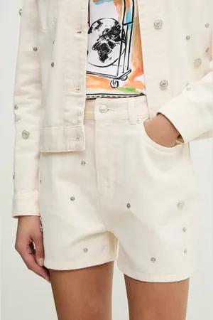 Moschino Džínové šortky dámské, barva, hladké, high waist, 0347 3718