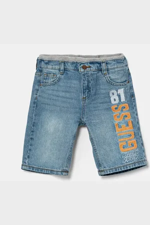 Guess Dětské riflové kraťasy tmavomodrá barva, nastavitelný pas, N5GD01 D41E0