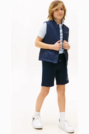 Tommy Hilfiger Dětské kalhoty tmavomodrá barva, s aplikací, KB0KB09559