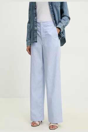 Moschino Bavlněné kalhoty dámské, barva, široké, high waist, 0328 3725