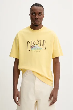 Drôle de Monsieur Bavlněné tričko Le T-Shirt Tennis Court barva, s potiskem, G-TS246-CO002-LYL