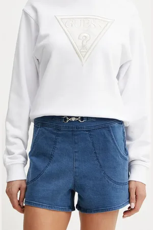 Guess Šortky s příměsí hedvábí JEWEL barva, high waist, W5GD1F D5LK0