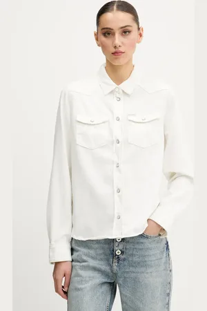 Guess Džínová košile dámská, barva, regular, s klasickým límcem, W5GH35 D5NW1