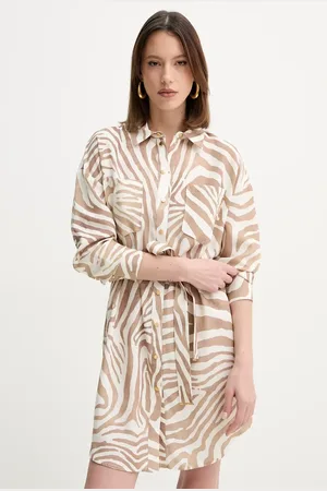 Guess Šaty s příměsí lnu ROSIE barva, mini, oversize, 5GGK41 7314A