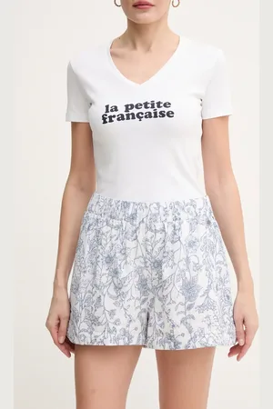 Pepe Jeans Lněné kraťasy DARCY dámské, barva, vzorované, high waist, PL801157