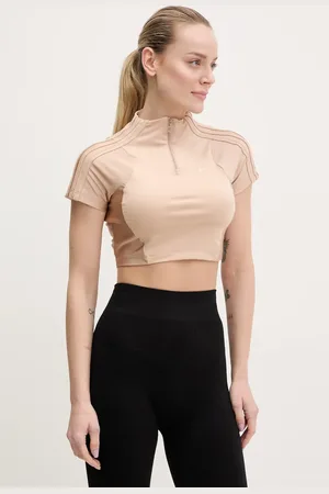 adidas Tričko Zip Up Crop Top barva, s pologolfem, JJ0916