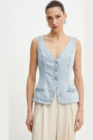 Guess Džínová vesta RIVA barva, jednořadá, W5GN89 D5B96