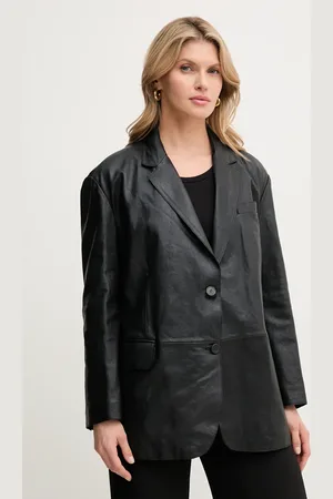 Max Mara Kožená bunda barva, přechodná, oversize, 2515441031600