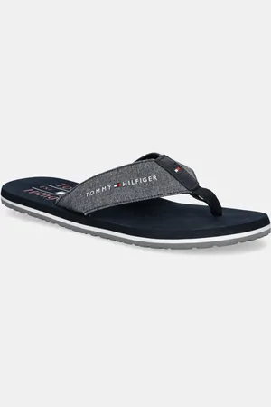 Tommy Hilfiger Žabky CHAMBRAY BEACH SANDAL pánské, tmavomodrá barva, FM0FM05570