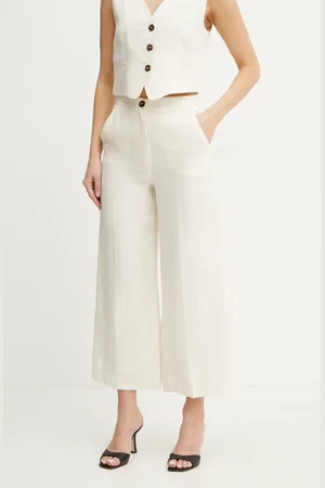 MARELLA Lněné kalhoty Emme by dámské, barva, široké, high waist, 2515131022200