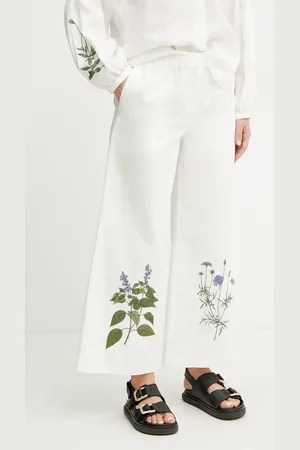 Max Mara Kalhoty s příměsí lnu barva, high waist, 2515131112600