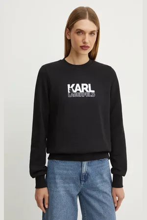 Karl Lagerfeld Bavlněná mikina dámská, barva, s potiskem, 24WW1803