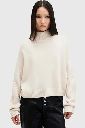 AllSaints Kašmírový svetr INES barva, s golfem, W016KB