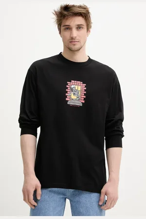 Vans Bavlněné tričko s dlouhým rukávem barva, s potiskem, VN000M6WBLK1