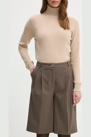 Benetton Kraťasy dámské, tmavomodrá barva, vzorované, high waist, 4KHSD901P