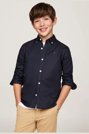 Tommy Hilfiger Dětská bavlněná košile tmavomodrá barva, KB0KB09262
