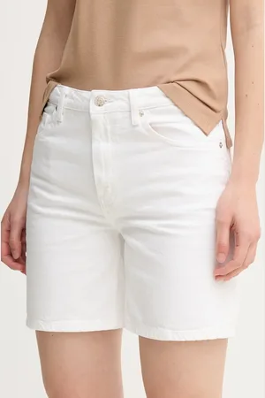 Tommy Hilfiger Džínové šortky dámské, barva, hladké, high waist, WW0WW45924
