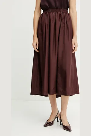 FORTE FORTE Hedvábná sukně vínová barva, midi, áčková, 9930 my skirt